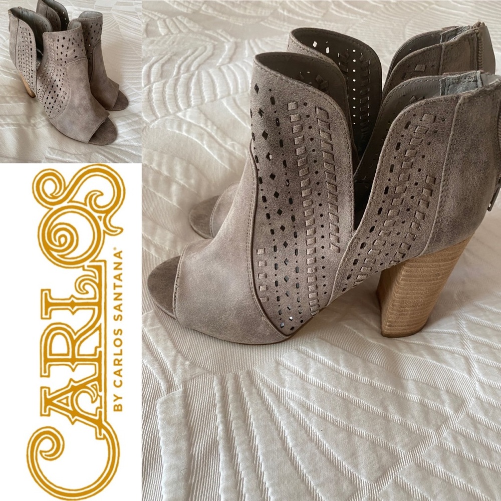 Carlos Santana peep toe booties. Gray SZ 9.5